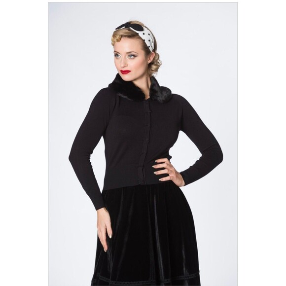 Bow Dreaming Faux Fur Cardigan in Red by Banned Retro - Picture 5 of 7